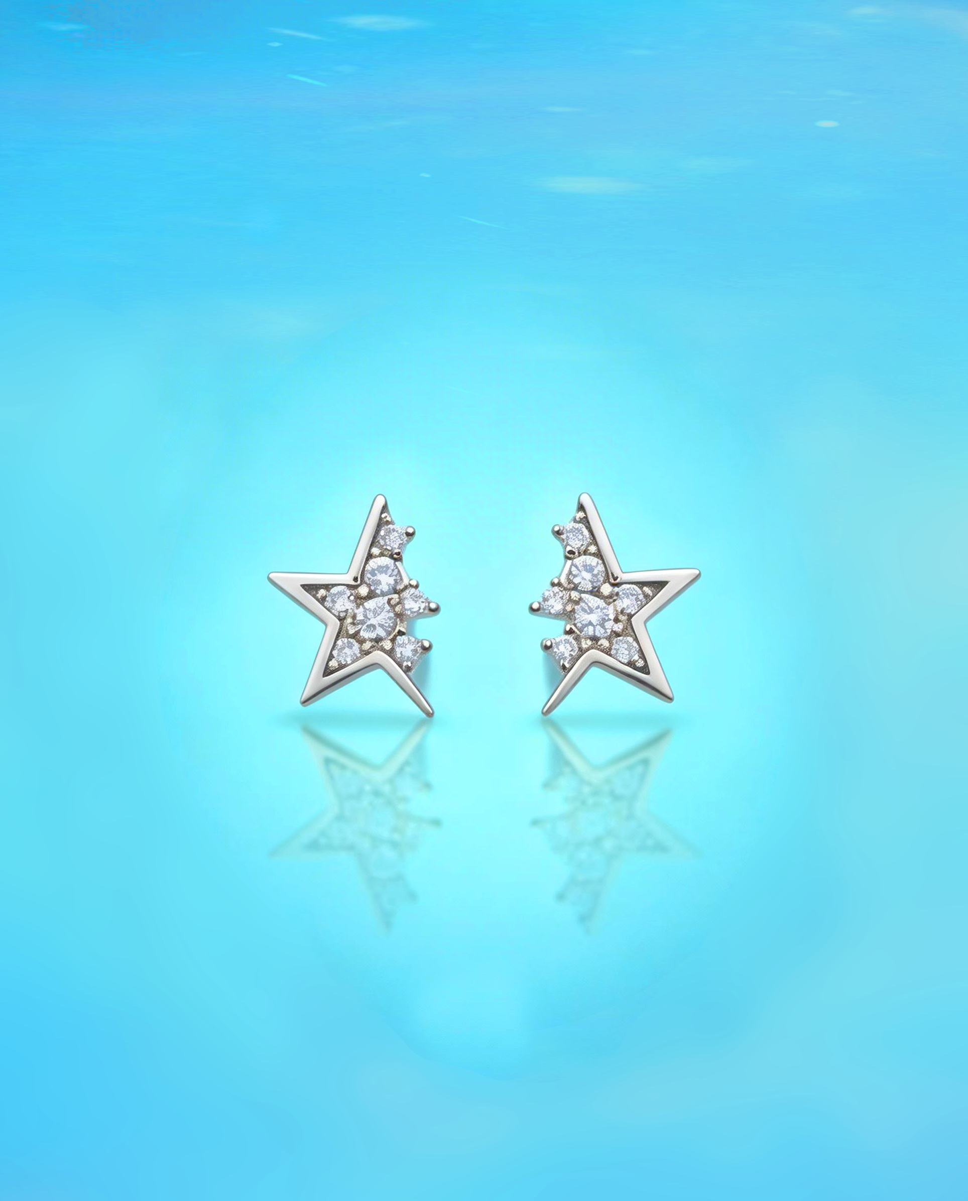 Broken Star Earrings- 9K Gold w/ Diamonds