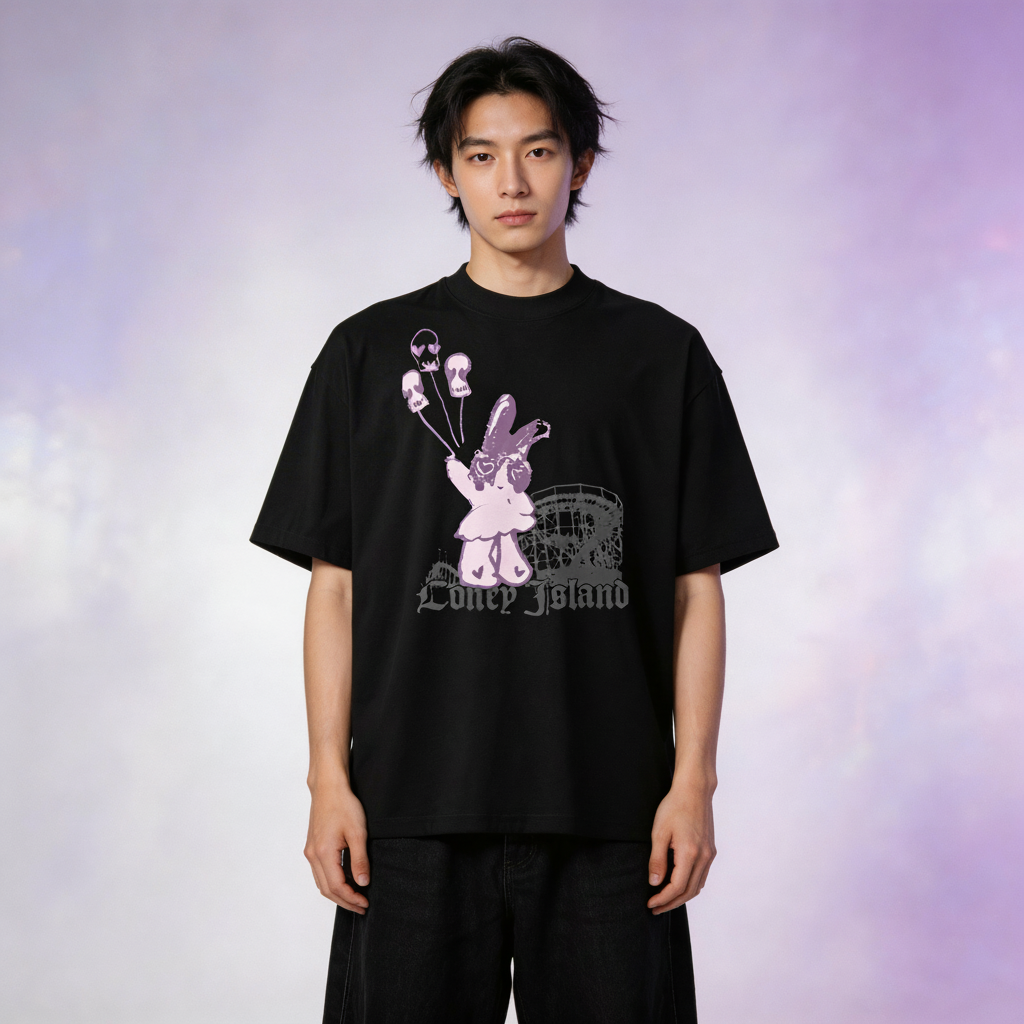 Thunderbolt Bunny Unisex organic oversized high neck t-shirt