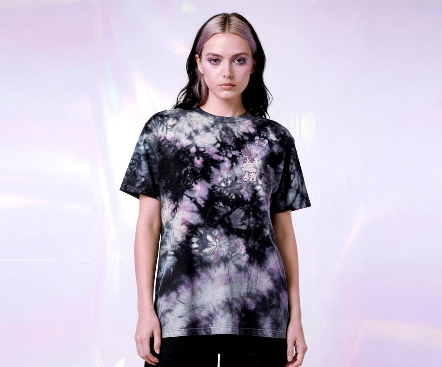 Thunderbolt Bunny Oversized Tie-Dye T-Shirt | Y2K Grunge Streetwear Graphic Tee | Symbolic Coney Island Inspired Fashion